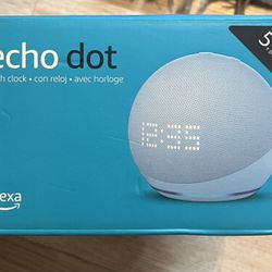 Compact Smart Speaker: Amazon Echo Dot (5th Generation) Compact Smart Speaker w/ Clock (Cloud Blue)