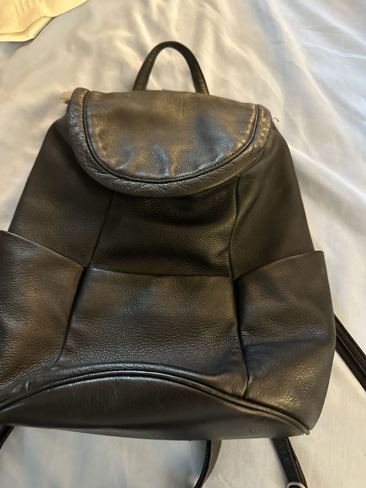 Leather Black Backpack
