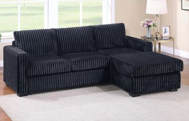 92” black corduroy couch
