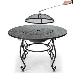 Steel round out door pit table