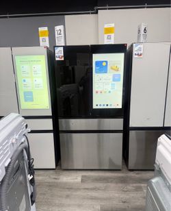 Samsung Bespoke 29 Cu Ft Standard Depth 4-Door Refrigerator With AI Family Hub + In Stainless Steel & Charcoal Glass ✨