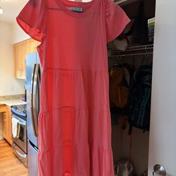 J Crew Coral Tiered Dress