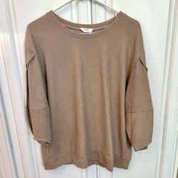 🍄‍🟫 Pretty tan textured shirt blouse with buttons down sleeve XL
