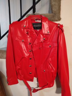 Vintage Versus by Gianni Versace Red Leather Jacket Made in Italy