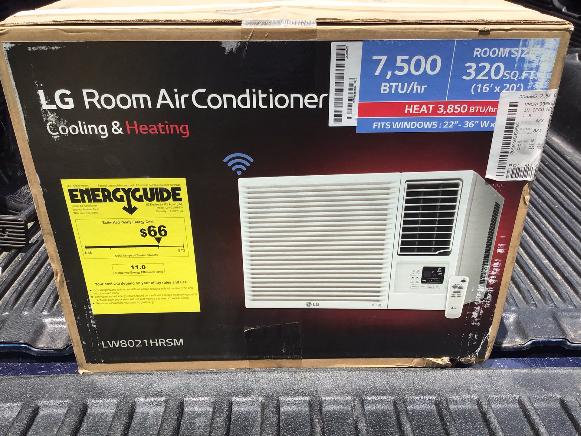 LG 7,500 BTU 115-Volt Window Air Conditioner LW8021HRSM Cools 320 Sq. Ft. with Cool and Heat, Wi-Fi Enabled