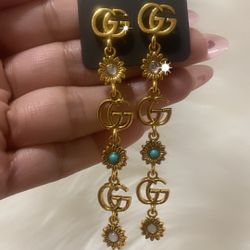 GG Inspired Gold Plated Long Earrings 