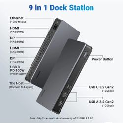 UGREEN USB C Docking Station, DisplayLink 9-in-1,  Model CM615 Mac/Windows 4K
