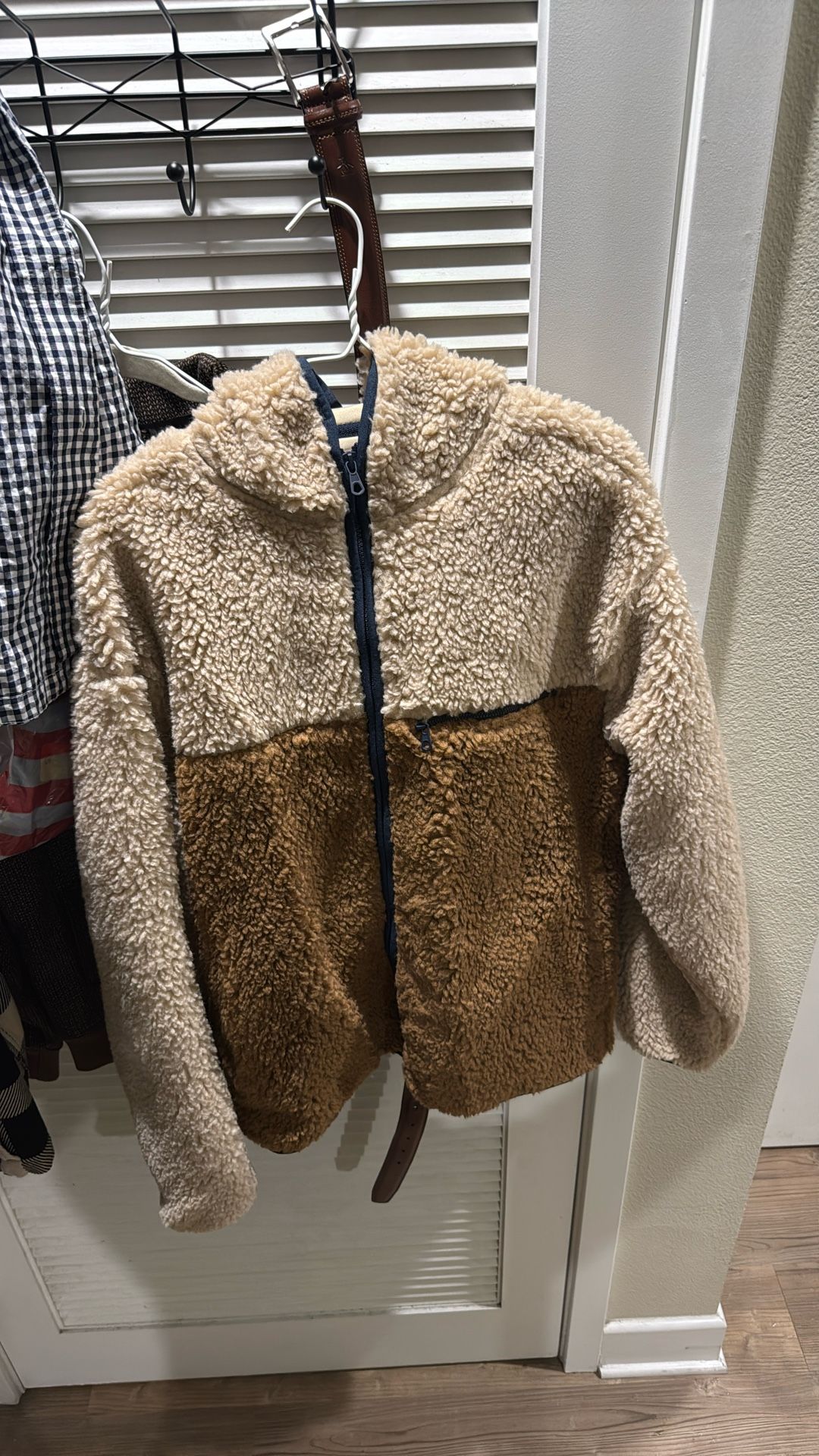 Mens Brown Sherpa Jacket Large