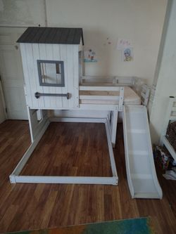 Twin Over Full House Bed with Slide