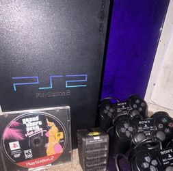 PS2 with GTA vice city and controllers