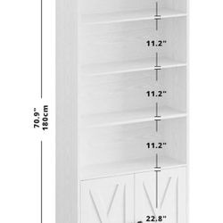 🥨70” Tall IRONCK Industrial Bookshelves and Bookcases with Doors Floor Standing 6 Shelf Display Storage Shelves Bookcase for Home Office, Living Room