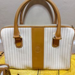 Vintage Fendi Pequin Handbag Wallet & Dust Bags - Beige/Camel Stripe