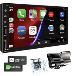 Double Din Car Stereo with Dash Cam—a full‑featured 7" HD touchscreen