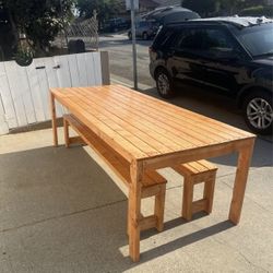 Custom Handmade Farmhouse Table + 2 Benches | Made to Order | Color Choice Included