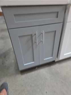 24" Gray Shaker Bathroom Vanity with Stone Top and Sink