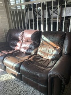 Reclining Leather Couch And Chair