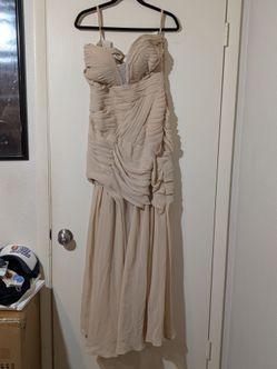 Champagne Pleated Formal Gown