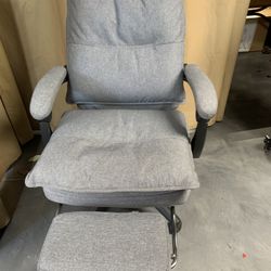 Office Chair Vinsetto 360° Swivel Executive Home Office Chair Adjustable Height Linen Style Fabric Recliner with Retractable Footrest and Double Paddi