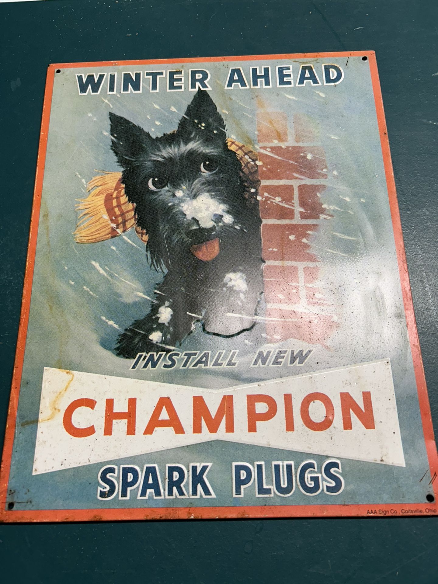 Antique Champion Spark Plug Advertisement Metal Sign