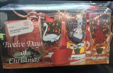 Available
12- 12 ounce glasses
Vintage 12 days of Christmas
Indiana glass company
New in Box NIB