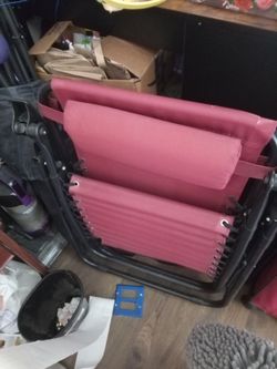2 Burgundy Metal Zero Gravity Reclining Lawn Chairs