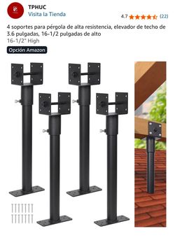 4 soportes para pérgola de alta resistencia, elevador de techo de 3.6 pulgadas, 16-1/2 pulgadas alto