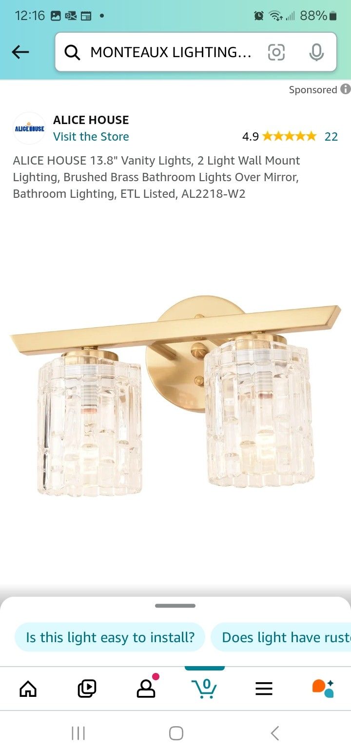 ALICE HOUSE 13.8" Vanity Lights, 2 Light Wall Mount Lighting