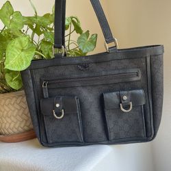 Gucci GG Black Abbey Shoulder Bag Tote Leather Canvas 