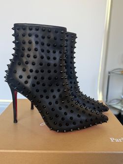Black size 6 red bottom ankle boots