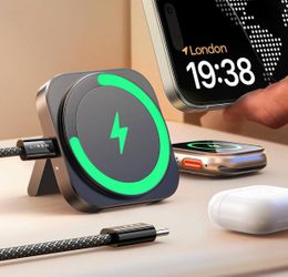 LISEN 3-in-1 Magnetic Wireless Charger w/ Adjustable Stand – Like New