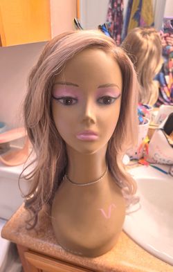 Human hair wavy curled lace wig 22 inch