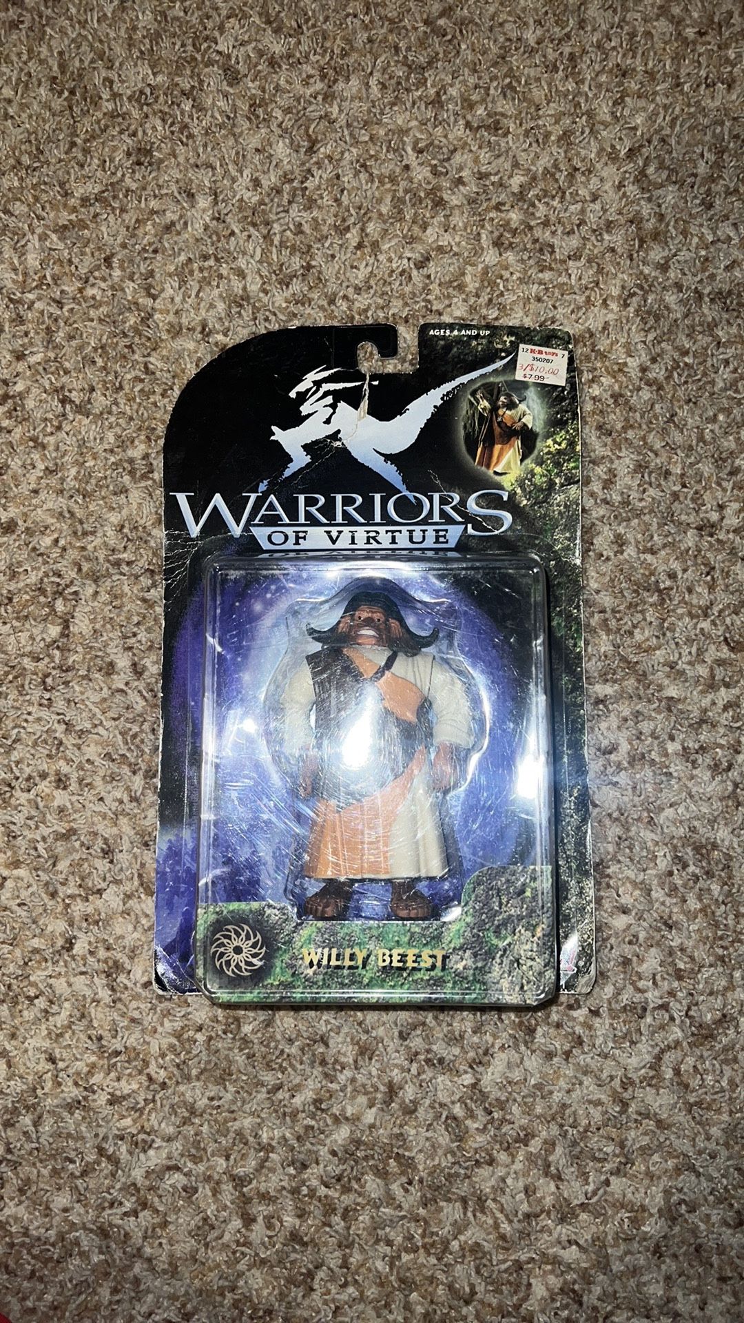 Warriors of Virtue: Willy Beest~ Vintage Action Figure Sealed New In Package. Cardboard is warped/bent/ripped/has creases. Corners are frayed.