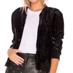 Bailey 44 Women’s “Rite of Night” Black Velvet Bomber Jacket In Excellent Condition      