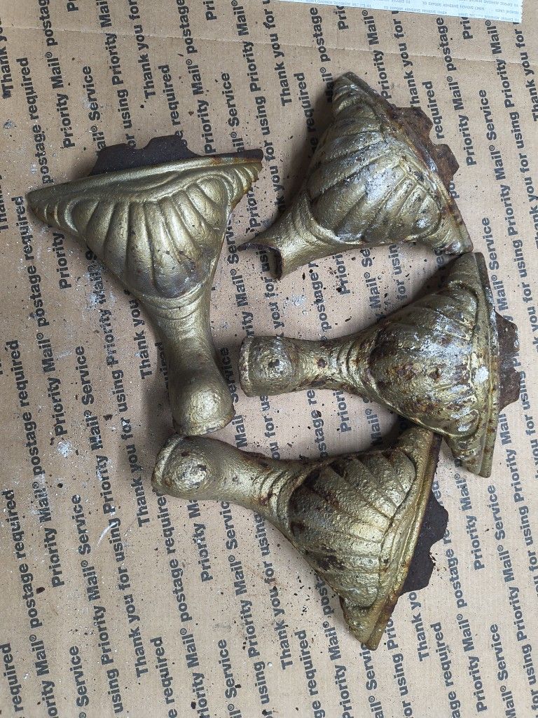 4 Antique Vintage Furniture Legs Feet Base Cast Iron Metal Tub Wood Stove Oven