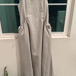 Women’s Smocked Midi Dress with Pockets | Light Gray