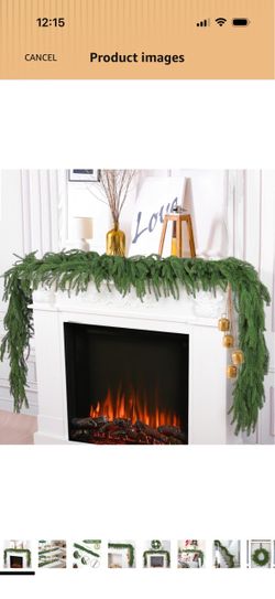 Hananona 4Pcs 9FT Christmas Garlands, Real Touch Norfolk Pine Garland Artificial Evergreen Pine Garland, Xmas Artificial Greenery , Winter Garland for