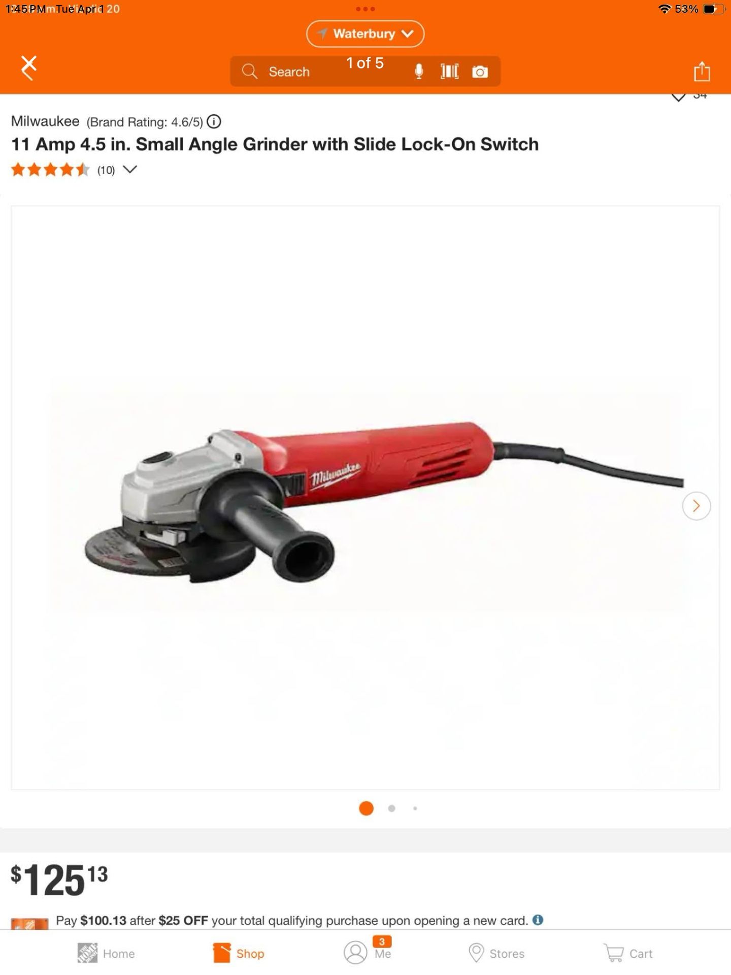 Milwaukee 11 Amp 4.5 in. Small Angle Grinder with Slide Lock-On Switch
