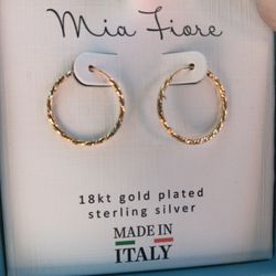 BEAUTIFUL 18 kt Over STERLING SILVER EARINGS