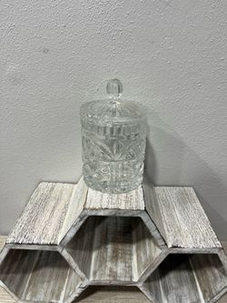 Vintage Pinwheel Crystal Biscuit Jar Covered Candy Dish Lid 24% Lead 6"