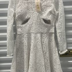 New JardinVue White Lace Dress With Cutouts Ladies Size M