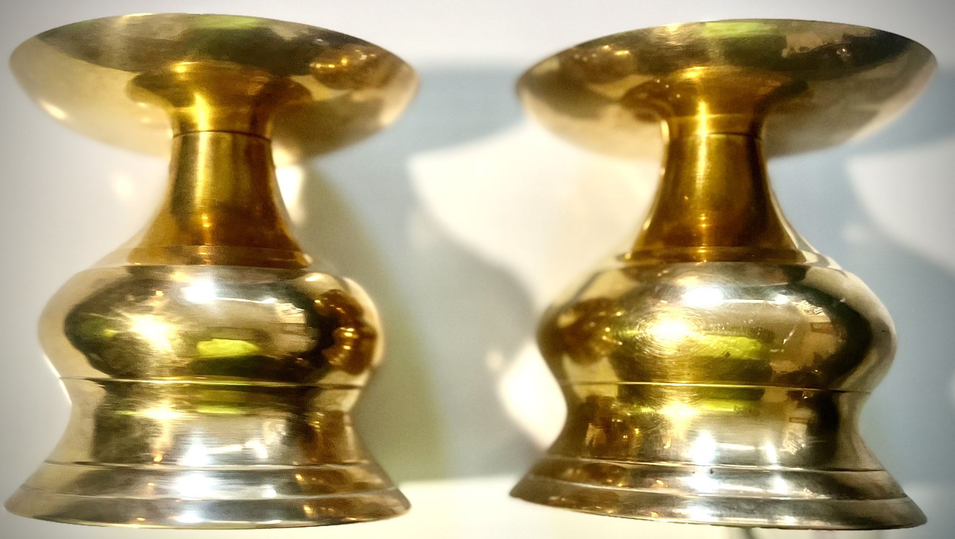 Pair Solid Brass Candle Holder Pillar With Spike