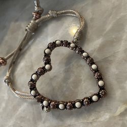 Rodeo jewelry Shape of Heart LOVE Adjustable Rope Bracelet  Engraved Cut Out rose Gold Heart 🫶🤎