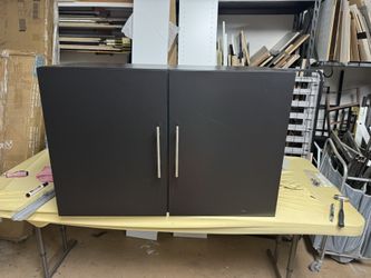 Black Wall Mounted Storage Cabinet - Adjustable Shelves 