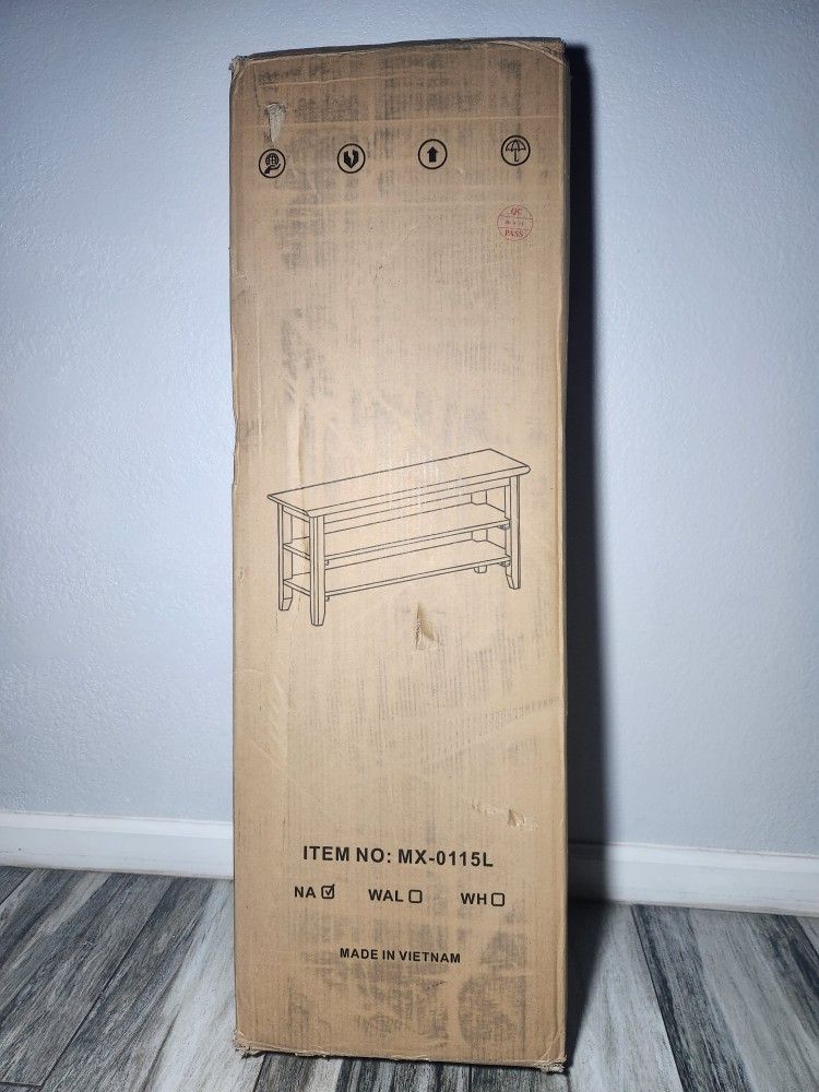 XKZG Storage Bench Wooden Shoe Bench Simple Style Wood Entryway Bench Shoe Rack (Natural,39.4")