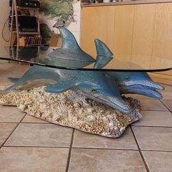 Cool Designer Dolphin Glass Top Coffee Table