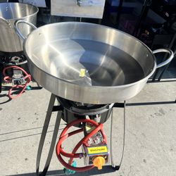 Comal Ondo De Accero Con Vase I Quemador Nuevo 3 Pcs Set Para Freir