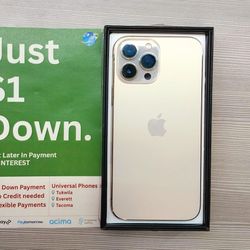 Apple IPhone 13 Pro Max 128gb  Unlocked, FREE Smartwach/ Headphones. Pay $1 Today Rest in payments. NO CREDIT NEEDED FINANCING