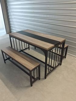 3 Piece Rustic Industrial Dining Set