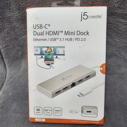 j5 Create USB-CⓇ Dual HDMI™ Mini Dock

Ethernet / USBTM 3.1 HUB / PD 2.0 Brand New 