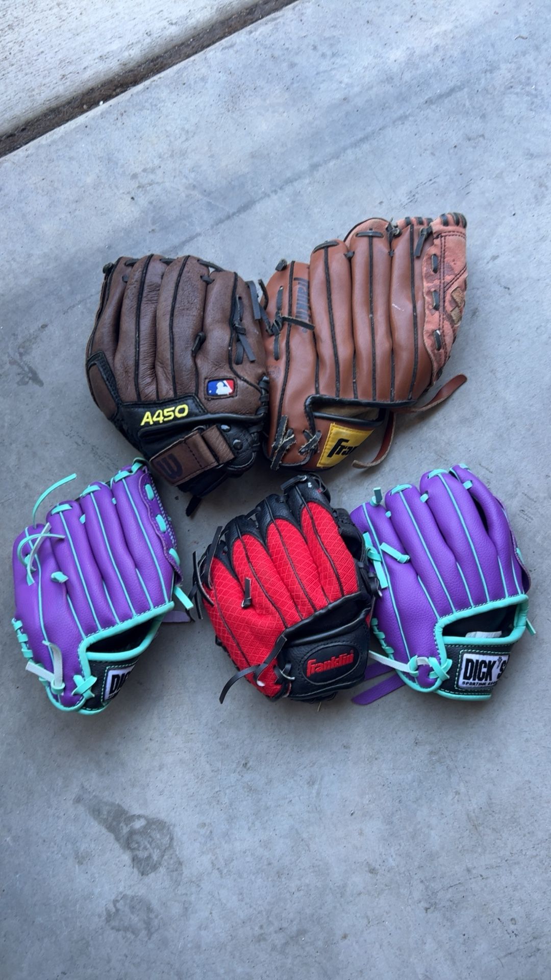 Kids Baseball Gloves - $10 For All - $2 Each